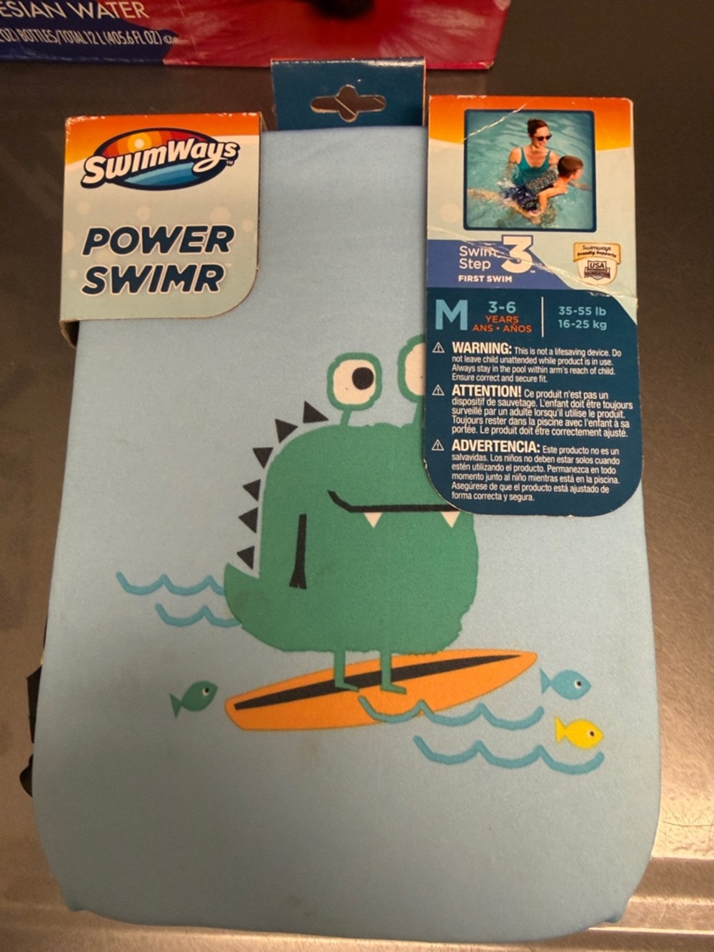 SwimWays Kids Rashguard - Light Blue with Green Dino (M)